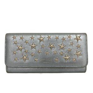 Jimmy Choo Nino Star Studded Leather Long Bifold Wallet Blue/3BJ0428